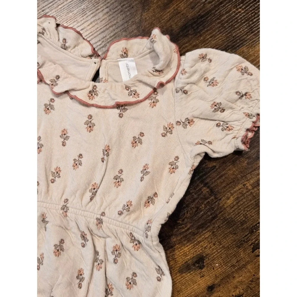 Modern Moments by Gerber Baby Girls Floral Ribbed Bubble‎ Romper Cream Pink 24M
